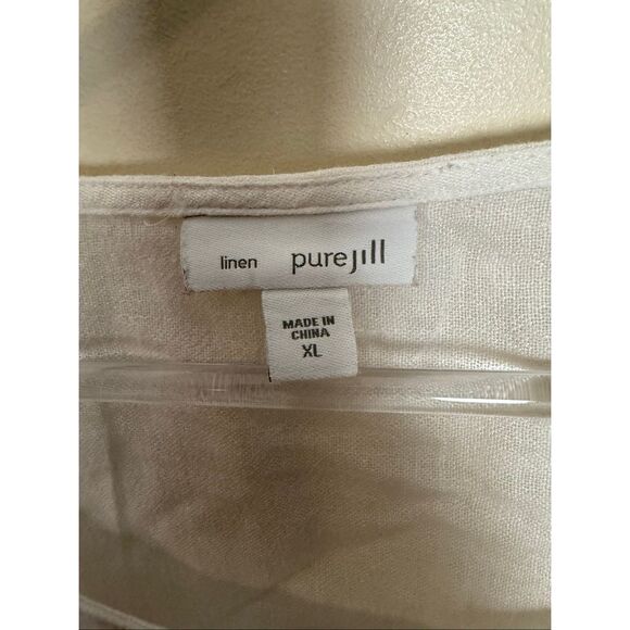 J.Jill PureJill White Linen Relaxed Tunic Top Size XL Casual Boho - Picture 2 of 5